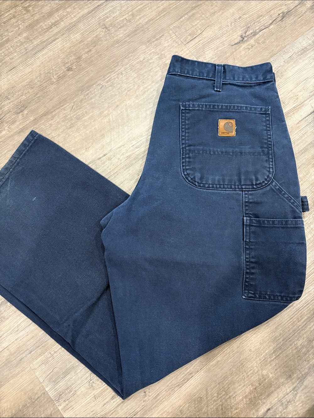 Carhartt Men's Dark Navy Cargo Work Pants with Utility Pocket